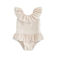 thumbnail image 1 of BemeyourBBs Toddler Baby Girl One Piece Swimsuit Infant Baby Girl Bathing Suits Ruffle Sleeveless Swimwear Seersucker Striped Tankini Swimsuits, 1 of 9