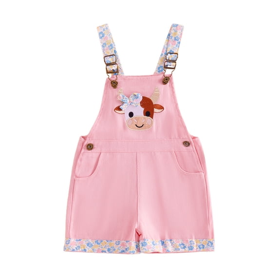 BemeyourBBs Toddler Baby Girl Overalls Shorts Kids Embroidery Sleeveless Romper Jumpsuit with Adjustble Shoulder Strap Pockets Baby Girl Spring Summer Fall Clothes