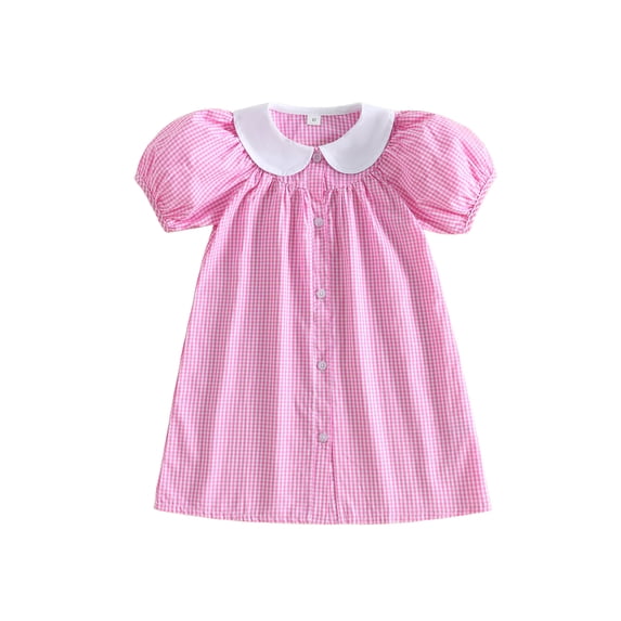 BemeyourBBs Toddler Baby Girl Pink Gingham Plaid Dress Little Girls ...