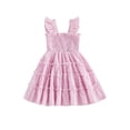 thumbnail image 1 of BemeyourBBs Toddler Baby Girl Plaid Gingham Dress Little Girl Summer Smocked Sundress Ruffled Trim Flying Sleeve A Line Casual Dress, 1 of 9