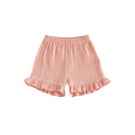 BemeyourBBs Toddler Baby Girl Ruffle Shorts 6 12 18 24 Months 2 3 4 Years Cotton Solid Color Elastic Waist Bloomers Casual Infant Summer Shorts