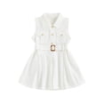 thumbnail image 1 of BemeyourBBs Toddler Baby Girl Safari Dress Kids Little Baby Girls Safari Outfit Lapel Sleeveless Front Pockets Button Down Pleated Dress with Belt Spring Summer Fall Clothes, 1 of 9