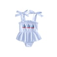 thumbnail image 1 of BemeyourBBs Toddler Baby Girl Sailboat Swimsuit Infant Bathing Suit Summer One Piece Swimwear Cute Sailboat Print Strap Tie Up Sleeveless Beachwear, 1 of 9