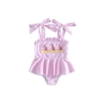 thumbnail image 1 of BemeyourBBs Toddler Baby Girl Sailboat Swimsuit Infant Bathing Suit Summer One Piece Swimwear Cute Sailboat Print Strap Tie Up Sleeveless Beachwear, 1 of 9
