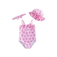 thumbnail image 1 of BemeyourBBs Toddler Baby Girl Strawberry Bow Cherry Swimsuit Infant Bathing Suit One-Piece Swimsuits Sun Hat Set Front Bow Rash Guard Spaghetti Strap Swimwear Summer Beach Wear Headband, 1 of 9