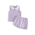 thumbnail image 1 of BemeyourBBs Toddler Baby Girl Summer Clothes Cute Infant Baby Girls Plaid Gingham 2 Piece Outfits Sleeveless Doll Collar Vest Tank Tops Skirt Set Toddler Girls Summer Outfit, 1 of 9