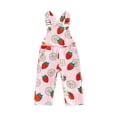 thumbnail image 1 of BemeyourBBs Toddler Baby Girl Summer Clothes Infant Baby Girls Overalls Romper Jumpsuit Cute Strawberry Floral Print Sleeveless Adjustable Strap Overall Pants with Pockets, 1 of 9