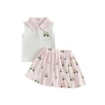 thumbnail image 1 of BemeyourBBs Toddler Baby Girl Summer Clothes Infant Baby Summer Clothes Button Down Collar Sleeveless Vest Tank Tops Golf Cart Print Elastic Waist Pleated Skirt Set, 1 of 9