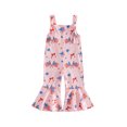 thumbnail image 1 of BemeyourBBs Toddler Baby Girls 4th of July Outfit Patriot Independent Day Clothes Flag Plaid Print Romper Overalls Bell Bottoms Casual Summer Sleeveless Jumpsuit Fourth of July Outfit, 1 of 9