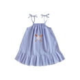 thumbnail image 1 of BemeyourBBs Toddler Baby Girls Baseball Dress Little Baby Girl Summer Dress 6 12 18 24 Months 2 3 4 Years Cute Baseball Embroidery Striped Print Sleeveless Tie up Strap Casual A-Line Dress, 1 of 9