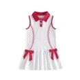 thumbnail image 1 of BemeyourBBs Toddler Baby Girls Baseball Dress Outfits Sleeveless Turn Down Collar Button Up Dots Print Bow Party Dress Little Girls Summer Dress, 1 of 9