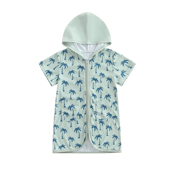 BemeyourBBs Toddler Baby Girls Boys Swim Cover Up Swimwear Kids Swimsuit Coverup Zip-Up Beach Bathing Suit Robe Short Sleeve Hooded Coverups Beachwear