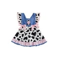 thumbnail image 1 of BemeyourBBs Toddler Baby Girls Cowgirl Dress Outfit Cute Infant Girl Summer Dress Clothes Sleeveless Plaid Embroidery Cow Patchwork Party Dress Bowknot Dress, 1 of 9