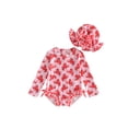 thumbnail image 1 of BemeyourBBs Toddler Baby Girls Crayfish One Piece Swimsuit Infant Bathing Suit Rash Guard With Hat 2 Pcs Set Lobster Print Plaid Ruffled Trim Long Sleeve Back Zipper Swimwears Summer Beachwear, 1 of 9