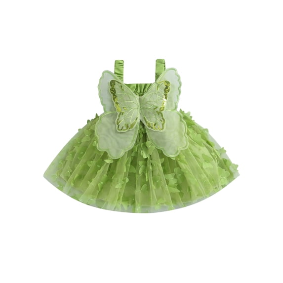 BemeyourBBs Toddler Baby Girls Fairy Butterfly Tulle Tutu Dress Princess Birthday Baptism Wedding Party Dress Ruched Sleeveless Layered Cami Dress Summer Casual Dress