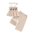 thumbnail image 1 of BemeyourBBs Toddler Baby Girl Football Outfit Cute Infant Girls Summer Clothes Embroidery Sleeveless Smocked Camisole Tank Top Wide Leg Pants Set, 1 of 9