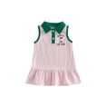 thumbnail image 1 of BemeyourBBs Toddler Baby Girls Golf Dress Outfit Striped Golf Printed Sleeveless Button Up Lapel Collar Ruffle Tank Dress Summer Clothes, 1 of 9