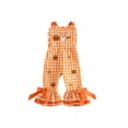 thumbnail image 1 of BemeyourBBs Toddler Baby Girls Halloween Outfit Baby Girl Summer Fall Clothes Plaid Gingham Romper Overalls Pumpkin Ghost Embroidery Sleeveless Ruffle Bow Flare Pants Bell Bottom Jumpsuit, 1 of 7