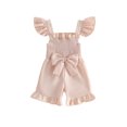 thumbnail image 1 of BemeyourBBs Toddler Baby Girls Smocked Rompers Summer One Piece Jumpsuits Clothes Solid Color Ruched Bowknot Front Fly Sleeve Infant Playsuit Ruffle Overalls Shorts, 1 of 8
