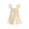 thumbnail image 1 of BemeyourBBs Toddler Baby Girls Smocked Rompers Summer One Piece Jumpsuits Clothes Solid Color Ruched Bowknot Front Fly Sleeve Infant Playsuit Ruffle Overalls Shorts, 1 of 9