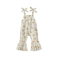thumbnail image 1 of BemeyourBBs Toddler Baby Girls Summer Clothes Bee Western Boots Cherry Romper Overalls Jumpsuit Bell Bottoms Casual Tie Shoulder Flared Pants Overalls Cute Infant Spring Summer Clothes, 1 of 9