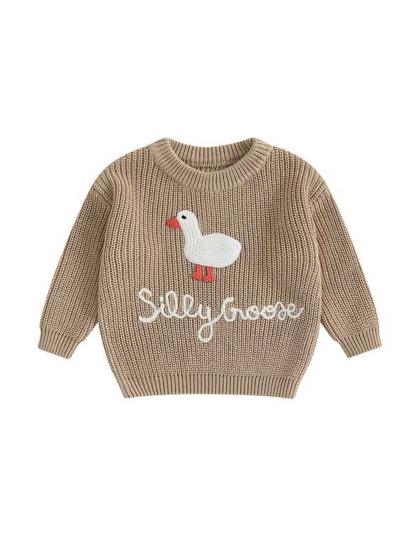 Toddler Baby Goose Sweater Crewneck Long Sleeve Pullover Knit Tops