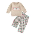 thumbnail image 1 of BemeyourBBs Toddler Boy Christmas Outfit Santa Long Sleeve Sweatshirt Plaid Pants, 1 of 9