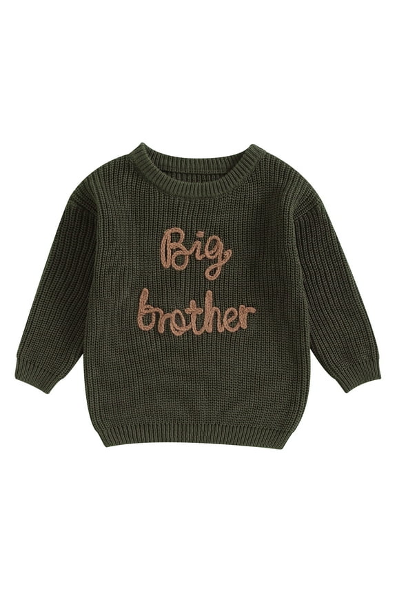 Toddler Boys Big Lil Brother Matching Sweater Outfits Baby Boy Fall Winter Spring Clothes Star Letter Crewneck Long Sleeve Knit Sweaters Tops