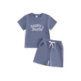 thumbnail image 1 of BemeyourBBs Toddler Boys Summer Daddy's Bestie Clothes Infant Baby Boy Dadd's Day Outfit Short Sleeve Embroidery Letters T-shirt with Elastic Waist Shorts Set Toddler Boy Summer Outfit, 1 of 9