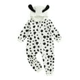thumbnail image 1 of BemeyourBBs Toddler Dog Costume Romper Black Spotted Print Zipper Hooded Jumpsuit, 1 of 9