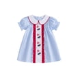 thumbnail image 1 of BemeyourBBs Toddler Girl 4th of July Dress Fourth of July Outfit Baby Girl Memorial Day Independent Day Outfits Summer Gingham Plaid Dress Ice Cream Embroidery Short Sleeve Doll Collar A-Line Dress, 1 of 9