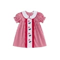 thumbnail image 1 of BemeyourBBs Toddler Girl 4th of July Dress Fourth of July Outfit Baby Girl Memorial Day Independent Day Outfits Summer Gingham Plaid Dress Ice Cream Embroidery Short Sleeve Doll Collar A-Line Dress, 1 of 9