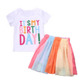 thumbnail image 1 of BemeyourBBs Toddler Girl Birthday Outfit Two Three Four Five Six Birthday Shirt+Tutu Tulle Skirt Dress Little Girl Birthday Clothes, 1 of 7