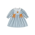 thumbnail image 1 of BemeyourBBs Toddler Girl Fall Dress Long Sleeve Pumpkin Embroidery Plaid Dress, 1 of 9