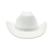 BemeyourBBs Unisex Western Cowboy Hat for Women Cowgirl Hat Roll Up Wide Brim Felt Fedoras Hat with Heart Belt Buckle