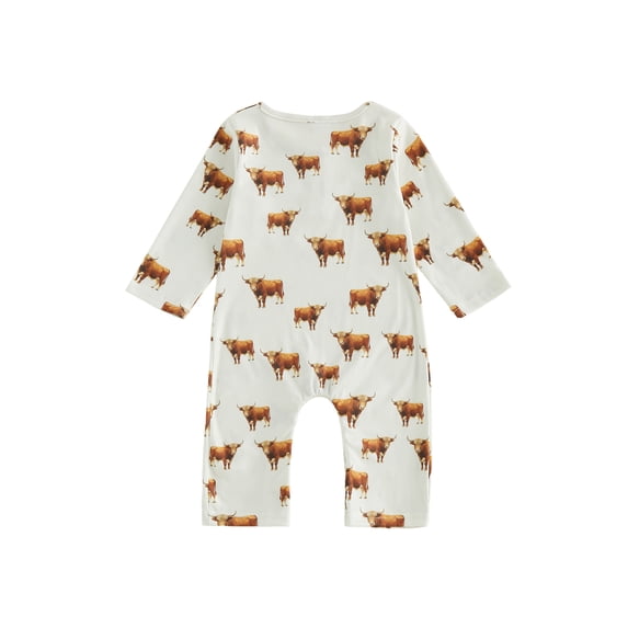 BemeyourBBs Western Baby Boy Clothes Newborn Baby Boy Duck Cowboy Outfit One Piece Ribbed Romper Long Sleeve Duck Cow Print Button Casual Spring Summer Fall Winter Jumpsuit