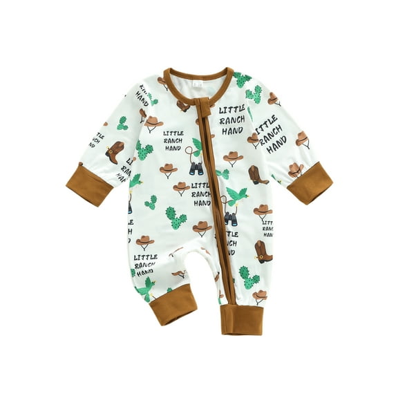 BemeyourBBs Western Baby Duck Hunting Clothes Newborn Baby Boy Cowboy Outfit Romper Boots Cactus Print Crew Neck Long Sleeve Bodysuit Infant Fall Winter Spring Clothing
