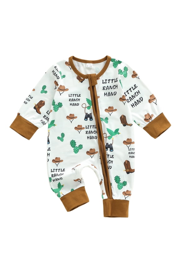 Western Baby Duck Hunting Clothes Newborn Baby Boy Cowboy Outfit Romper Boots Cactus Print Crew Neck Long Sleeve Bodysuit Infant Fall Winter Spring Clothing