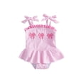 thumbnail image 1 of BemeyourBBs Western Toddler Baby Girl Swimsuit Infant Bathing Suit Summer One Piece Swimwear Cow Bow Watermelon Sleeveless Tie up Straps Ruffle Trim Decor Cute Skirted Beachwear, 1 of 9