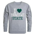 thumbnail image 1 of Bemidji State University I Love Crewneck T-Shirt, Heather Grey - Small, 1 of 1
