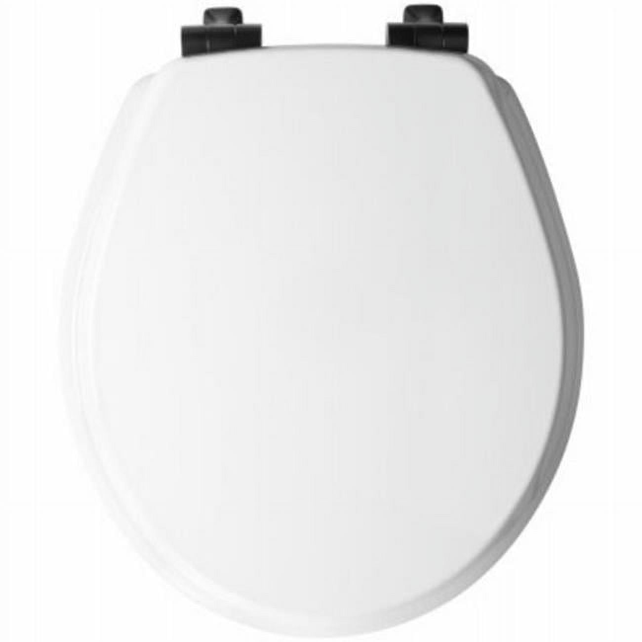 Bemis 108892 Never Loosens Black Hinge Round Slow Close Wood Toilet