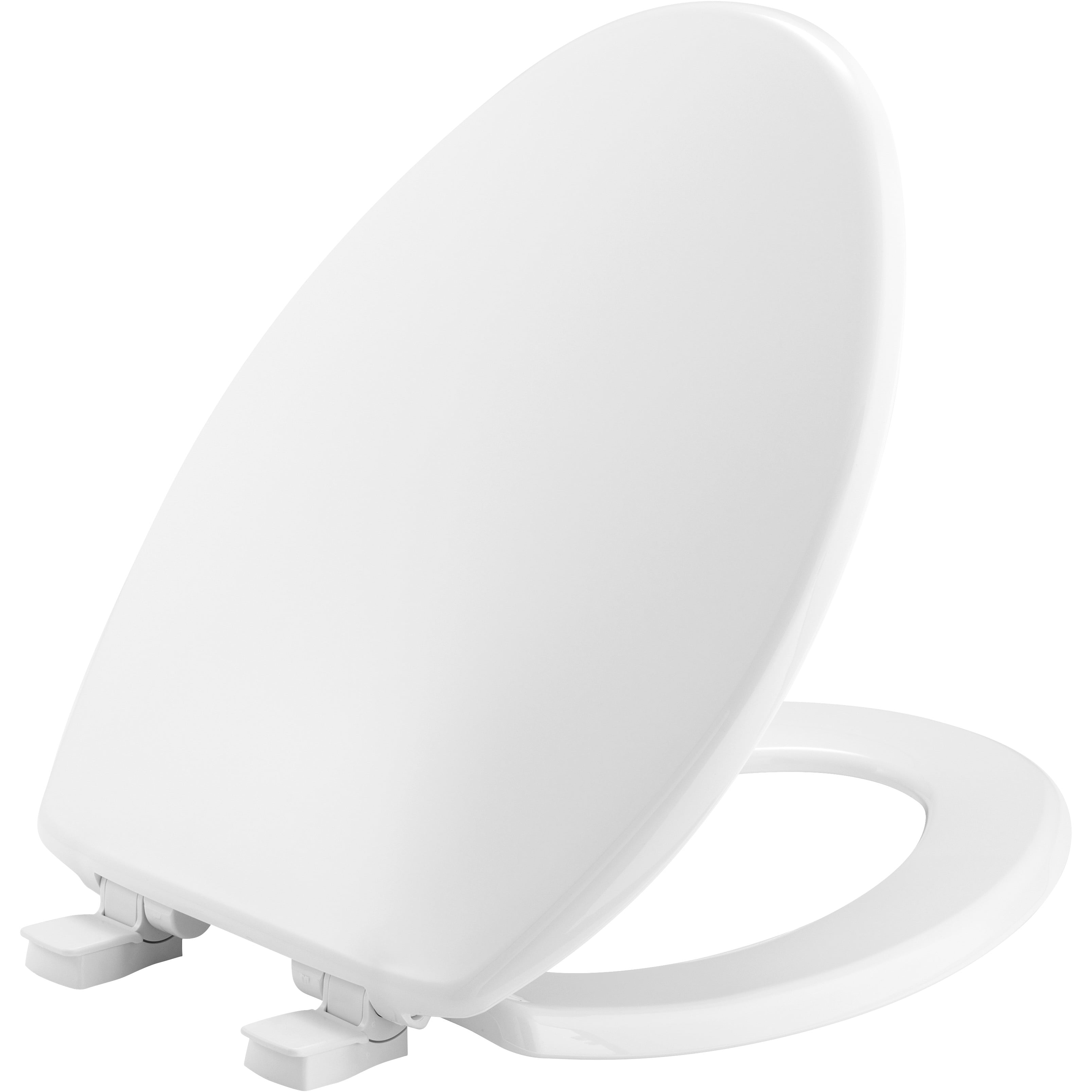 White Elongated Molded Wood Toilet Seat with Slow Close