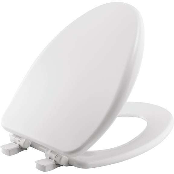 Bemis 19170PLE4 000 Alesio II Elongated Enameled Wood Toilet Seat in White with STA-TITE Seat Fastening System, EasyClean, WhisperClose, Precision Seat Fit Adjustable Hinge and Super Grip Bumpers