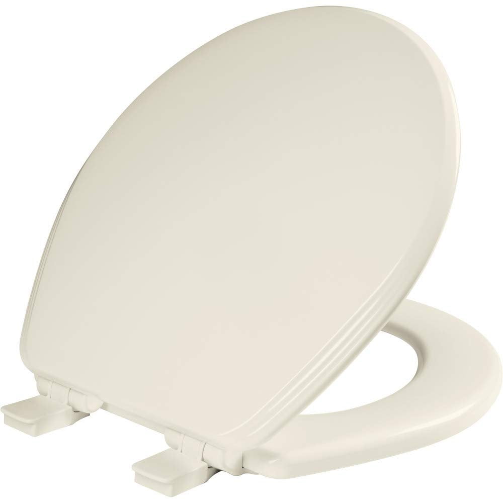 Bemis Ashland Modern Wood Toilet Seat with Decorative Edge, Slow Close, Secure Hinges, Round, Biscuit