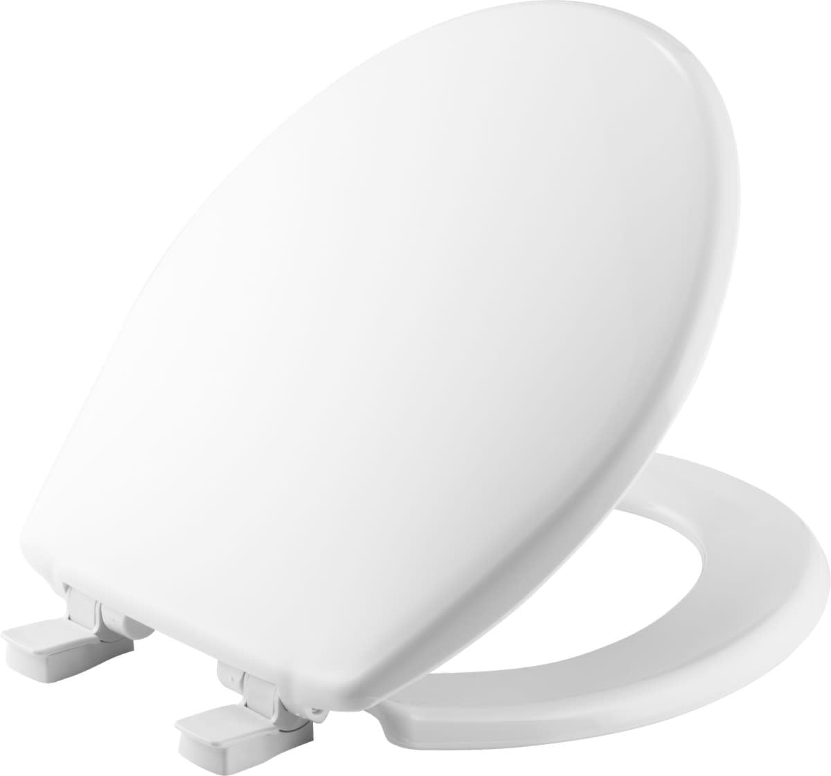 BEMIS Round Plastic Toilet Seat in White with Easy-Clean & Change and Whisper-Close