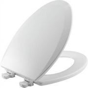 Bemis Elongated Enameled Wood Toilet Seat in Cotton White with Easy Clean Hinge