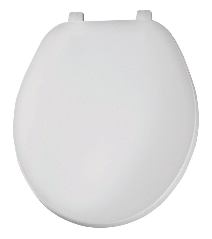 Mayfair Round White Plastic Toilet Seat with Cover