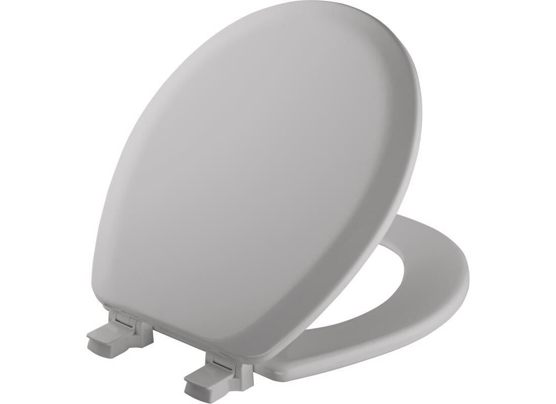 Bemis Mfg 46EC 162 Round Molded Wood Toilet Seat, Easy-Clean & Change  Hinge, Silver