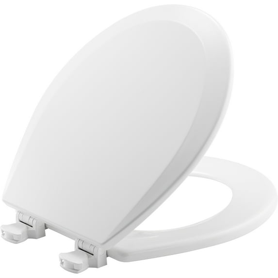 Bemis Round Enameled Wood Toilet Seat in White with Easy·Clean Hinge