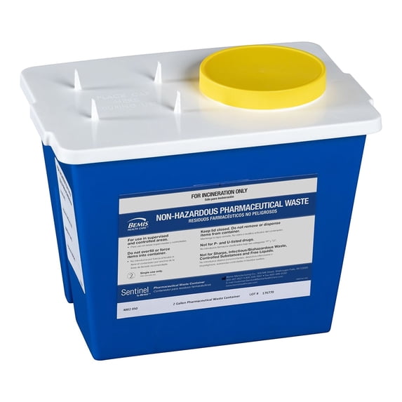 Bemis Sentinel Pharmaceutical Waste Container 2 gal. Vertical Entry Case of 30